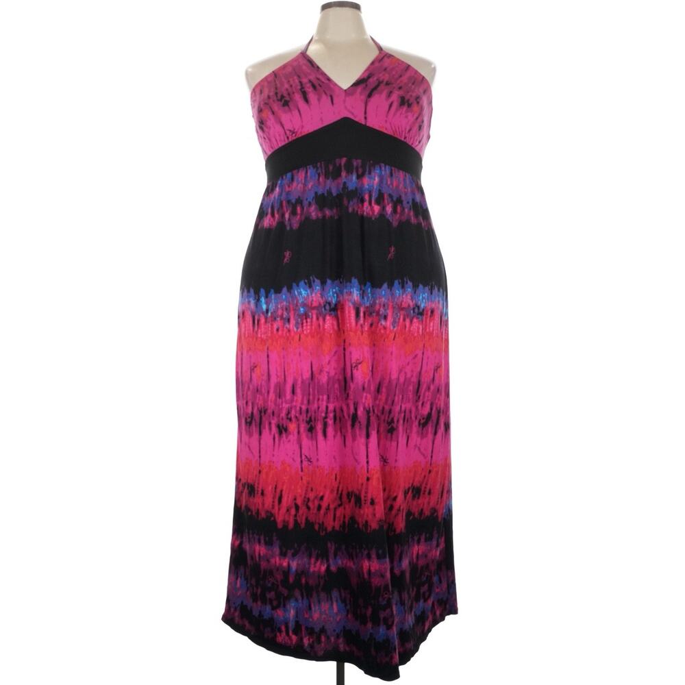 Baby Phat Vintage Y2K Halter Maxi Long Dress Tie Dye Cat Logo Print Plus Size 3X - Picture 4 of 11
